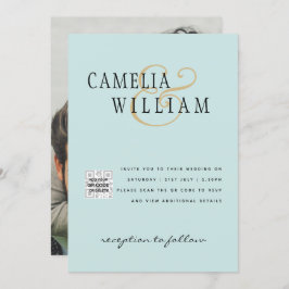 Invitation Mariage photo en verre marin Inviter QR Code Enreg