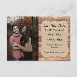 Invitation Mariage Photo Enregistrer La Date Burlap Wood Fian