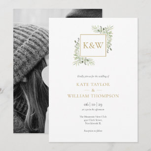 Invitation Mariage photo Feuille de verdure