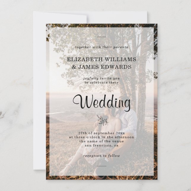 Invitation Mariage photo Fiançailles simple et élégant (Devant)