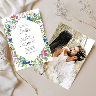 Invitation Mariage photo fleur sauvage moderne