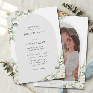 Invitation Mariage Photo Floral Botanique Vert Végétal