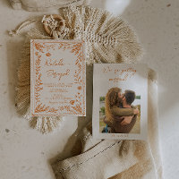 Mariage photo floral dessiné à la main orange colo