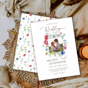 Invitation Mariage photo floral jardin bohème fleur sauvage