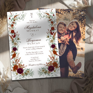Invitation Mariage photo Florales automne Bourgogne Brûlé Ora