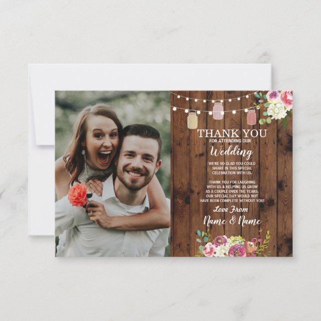 Invitation Mariage photo Jars Wood Fiançailles (Devant)