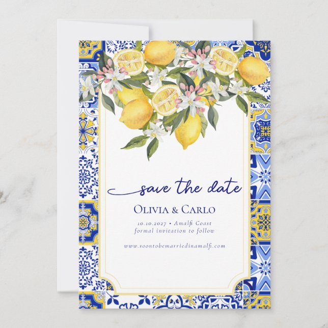 Invitation Mariage photo méditerranéen chic Sauvez la date (Devant)