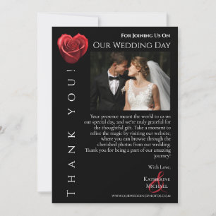 Invitation Mariage Photo-Merci-Coeur En Forme De Rose Rouge-