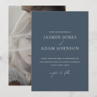 Mariage photo minimal monogramme bleu ardoise