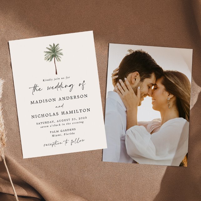 Invitation Mariage photo minimal Palm Tree (Créateur téléchargé)