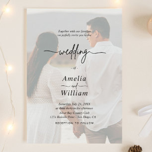 Invitation Mariage Photo Minimaliste Beige