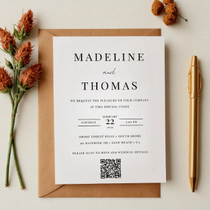 Invitation Mariage photo minimaliste Clean QR Code
