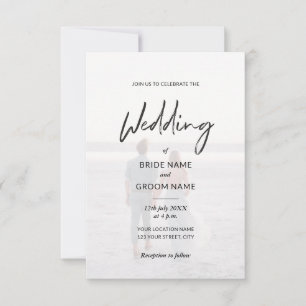 Invitation Mariage photo minimaliste élégant noir et blanc