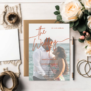 Invitation Mariage photo minimaliste en terre cuite moderne