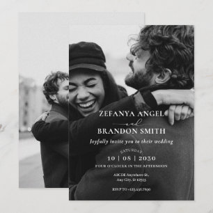 Invitation Mariage photo minimaliste moderne monochrome