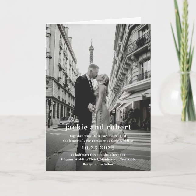 Invitation Mariage photo minimaliste moderne QR Code (Devant)