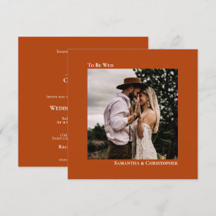 Invitation Mariage photo minimaliste moderne rouille orange C