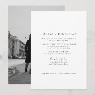 Invitation Mariage photo minimaliste noir blanc