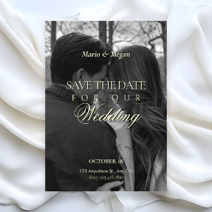 Invitation Mariage photo minimaliste noir blanc monochrome