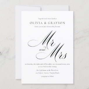 Invitation Mariage photo minimaliste noir et blanc