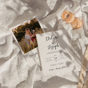 Invitation Mariage photo minimaliste noir et blanc moderne Bo