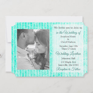 Invitation Mariage photo Mint Green Damask :