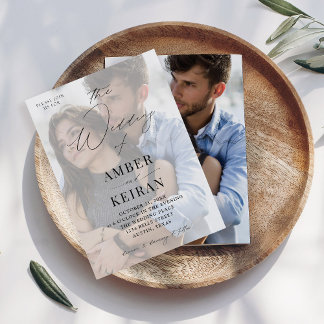 Invitation Mariage photo Misty White Shades