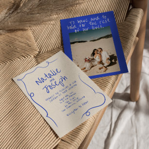 Invitation Mariage photo moderne amusant rédigé à la main