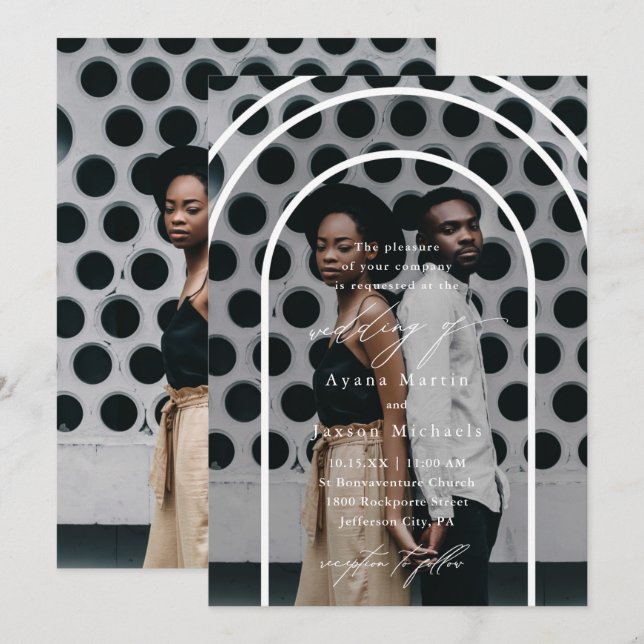 Invitation Mariage photo moderne Arch Two (Devant / Derrière)