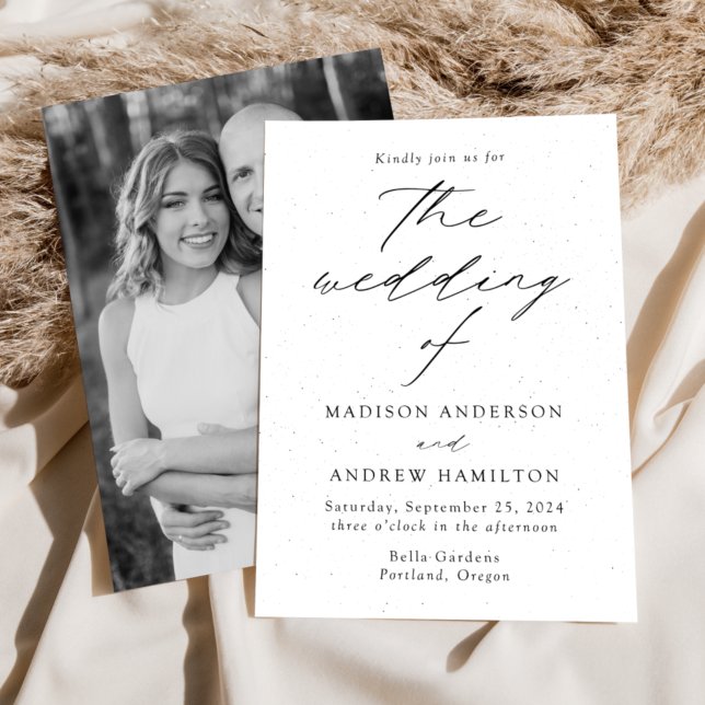 Invitation Mariage photo moderne blanc et noir (Créateur téléchargé)