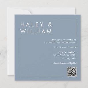 Invitation Mariage photo moderne Dusty Blue Minimalist