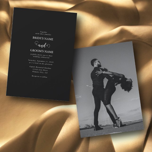 Invitation Mariage photo moderne en noir et blanc (Créateur téléchargé)