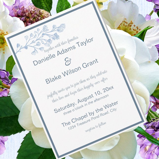 Invitation Mariage photo moderne et élégant Dusty Blue & Whit (Créateur téléchargé)