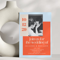 Mariage photo moderne gras bleu et orange
