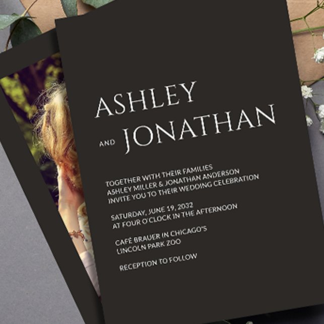 Invitation Mariage photo moderne Gras & Minimaliste (Créateur téléchargé)