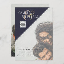 Mariage PHOTO moderne Inviter QR CODE RSVP Blue