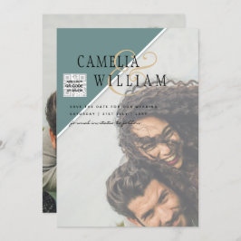 Invitation Mariage PHOTO moderne Inviter QR CODE Rsvp Green