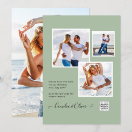 Invitation Mariage PHOTO moderne Inviter QR CODE Rsvp Green