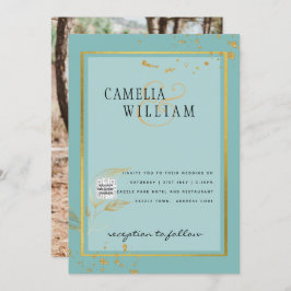 Invitation Mariage PHOTO moderne Inviter QR CODE RSVP TURQUOI