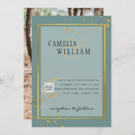 Invitation Mariage PHOTO moderne Inviter QR CODE RSVP TURQUOI