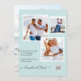 Invitation Mariage PHOTO moderne Inviter QR CODE RSVP TURQUOI
