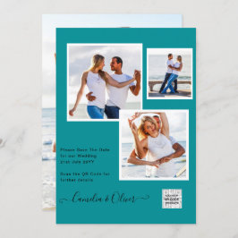 Invitation Mariage PHOTO moderne Inviter QR CODE RSVP TURQUOI