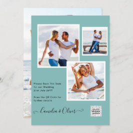 Invitation Mariage PHOTO moderne Inviter QR CODE RSVP TURQUOI