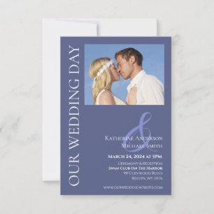 Invitation Mariage photo moderne Marlin bleu et blanc -