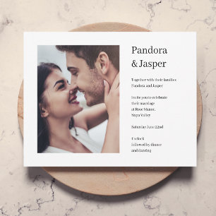 Invitation Mariage photo moderne minimaliste blanc simple