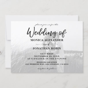 Invitation Mariage photo moderne noir et blanc - Horizontal 2
