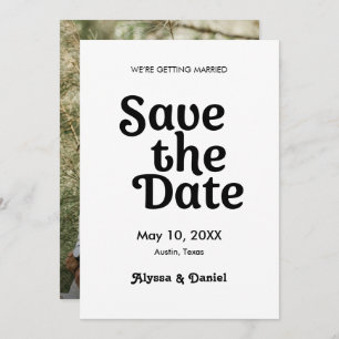 Invitation Mariage photo moderne retro noir et blanc