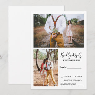Invitation Mariage photo moderne rustique élégant RSVP
