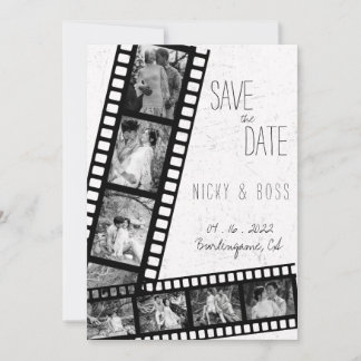 Invitation Mariage Photo Moderne Rustique Film Enregistrer la