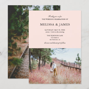 Invitation Mariage photo moderne simple rose pâle